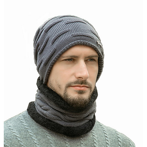 

Men's Basic Polyester Ski Hat-Floral Print Black Navy Blue Gray