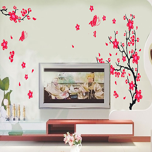

Peach blossom butterfly flying flying living room TV wall bedroom romantic decoration background wall sticker AY739