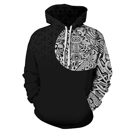

Men's Casual / Basic Hoodie - Print / 3D Black US32 / UK32 / EU40