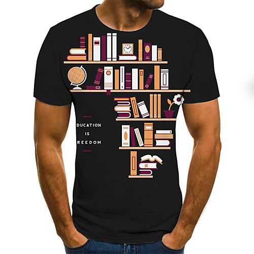 

Men's Daily Sports Basic / Exaggerated T-shirt - Color Block / 3D / Graphic Black & White, Print Black