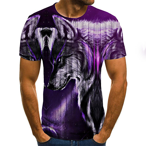 

Men's Daily Basic / Street chic T-shirt - Geometric / 3D Print Purple