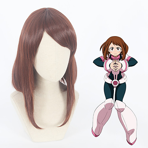 фото My hero academia boko no hero ochaco uraraka косплэй парики все 14 дюймовый термостойкое волокно темно-коричневый коричневый аниме lightinthebox