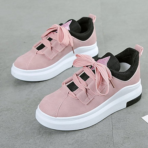 

Women's Sneakers Spring / Fall Flat Heel Round Toe Casual Basic Daily Outdoor Solid Colored Suede Yellow / Army Green / Pink