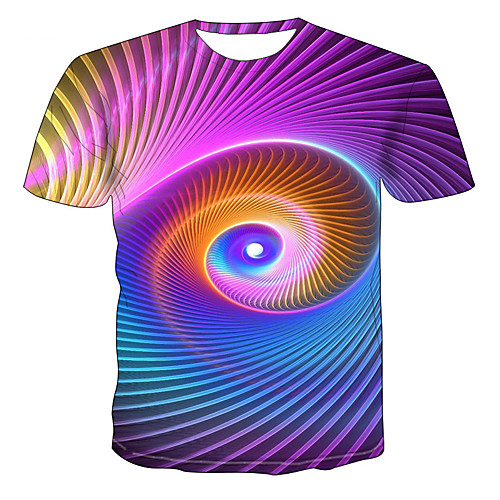

Men's Graphic Print T-shirt Daily Round Neck Rainbow / Summer / Short Sleeve