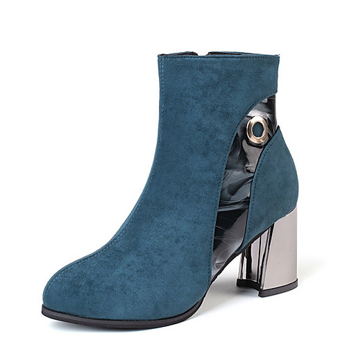 

Women's Boots Chunky Heel Round Toe Suede Booties / Ankle Boots Winter Black / Blue