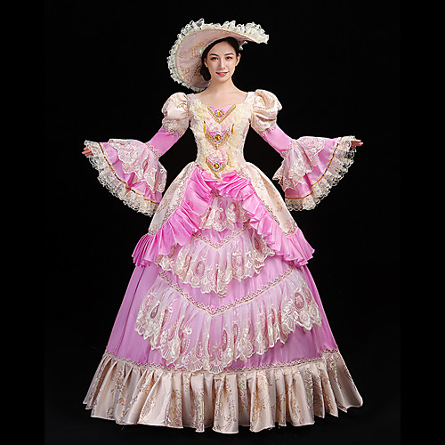 

Rococo Victorian 18th Century Dress Party Costume Masquerade Women's Lace Organza Satin Costume Red Vintage Cosplay Long Sleeve Floor Length