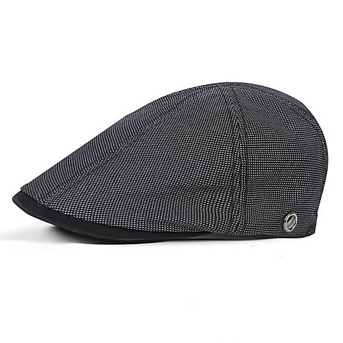 

Men's Basic Polyester Beret Hat-Striped Fall Black Wine Navy Blue
