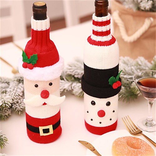 

рождественский набор винных бутылок декорации Санта-Клаус снеговик олень крышка от бутылки одежда украшение кухни на новый год рождественский ужин