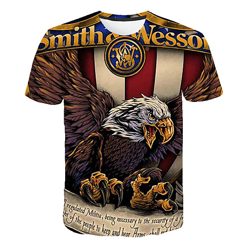 

Men's Daily Going out Vintage T-shirt - 3D / Animal Print Light Brown