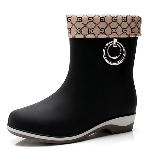 

Women's Boots Rain Boots Flat Heel Round Toe PU Mid-Calf Boots Winter Black / Brown / Almond