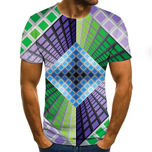 

Men's Daily Basic / Street chic T-shirt - Geometric / 3D Print Green