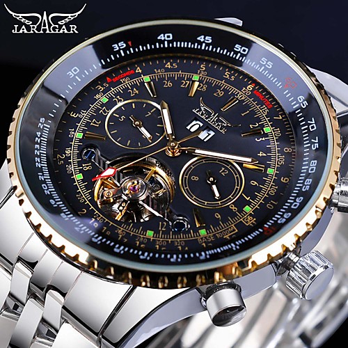 

Jaragar Men's Fashion Watch Skeleton Watch Wrist Watch Automatic self-winding 30 m Calendar / date / day Cool Stainless Steel Band Analog Luxury Casual Silvery / White Gold / White Black / Silver