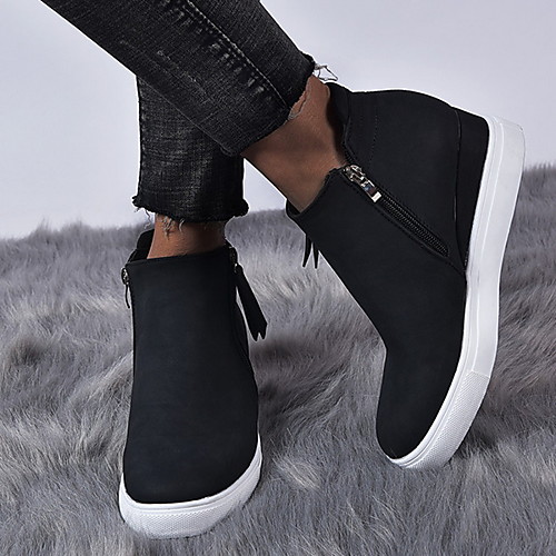 

Жен. Ботинки На плоской подошве Круглый носок Полиуретан Ботинки Зима Черный / Коричневый / Серый