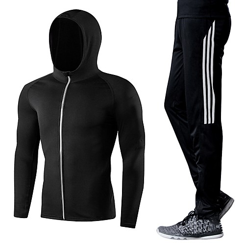 

1bests Men's 2-Piece Full Zip Elastane Tracksuit Track Jacket 2pcs Running Fitness Gym Workout Lightweight Breathable Quick Dry Sportswear Plus Size Track Jacket and Pants Clothing Suit Long Sleeve