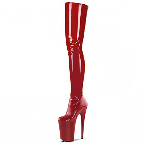 

Women's Boots Cone Heel Round Toe Crystal PU Over The Knee Boots Classic / British Spring & Fall / Fall & Winter Black / Clear / White / Party & Evening