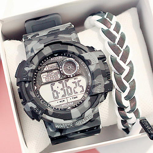 

Men and Women Sport Watch Quartz Silicone Blue / Green / Grey Chronograph New Design Alarm Clock Digital Outdoor New Arrival - Blue Green Gray One Year Battery Life