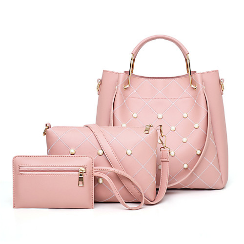 

Women's Rivet / Pearls PU Bag Set 3 Pcs Purse Set Black / Brown / Blushing Pink