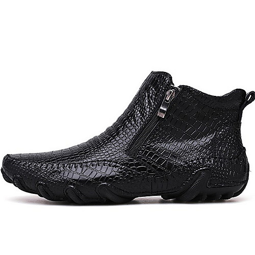

Men's Comfort Shoes Cowhide Winter Boots Booties / Ankle Boots Black