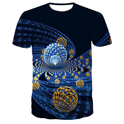 

Men's Daily Going out Basic / Street chic T-shirt - Geometric Print Light Blue