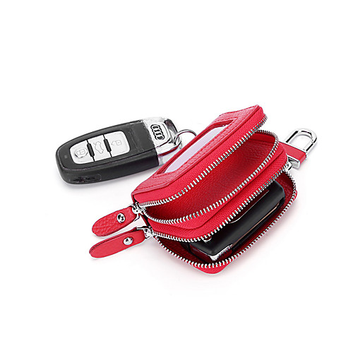 

Cowhide Zipper Key Holder Solid Color Daily Black / Brown / Orange