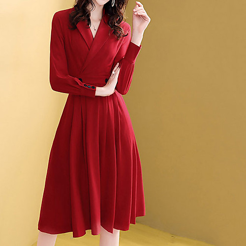 

Women's Sheath Dress - Solid Colored Red M L XL XXL