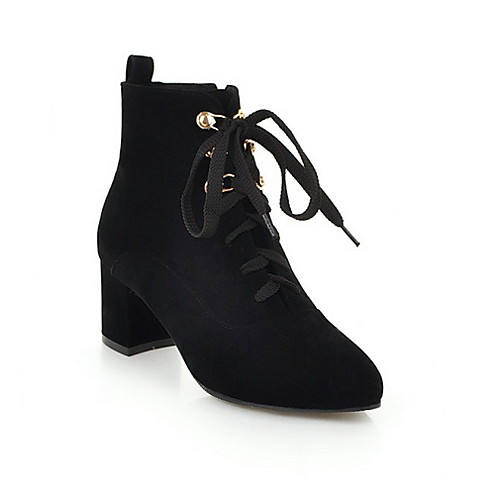 

Women's Boots Chunky Heel Round Toe Suede Booties / Ankle Boots Fall & Winter Black / Green / Red