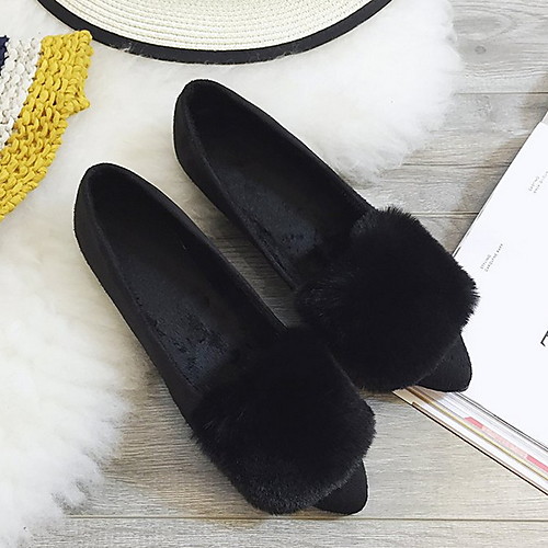 

Women's Loafers & Slip-Ons Flat Heel Pointed Toe Suede Winter Black / Gray