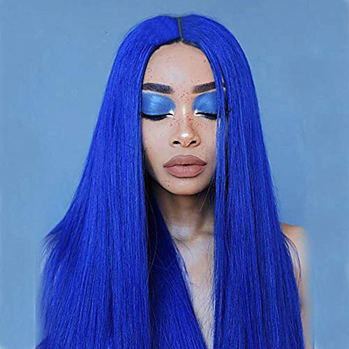 

Synthetic Lace Front Wig Straight Middle Part Lace Front Wig Long Royal Blue Synthetic Hair 18-26 inch Women's Adjustable Heat Resistant Party Blue
