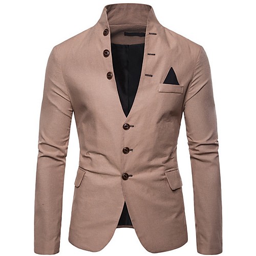 

Men's Blazer, Solid Colored Stand Polyester Black / White / Red