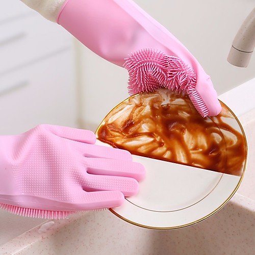 

Пара волшебных мытья посуды скраббер перчатки кухонные силиконовые чистящие перчатки для дома 2шт комплект