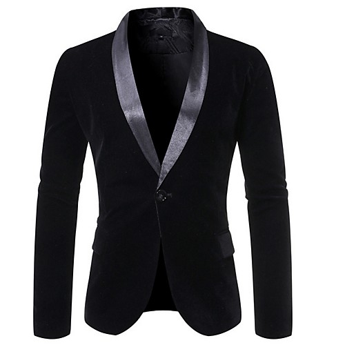 

Men's Blazer, Solid Colored Notch Lapel Polyester Black / Wine / Brown