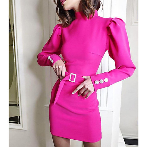 

Women's Sheath Dress - Solid Colored Light Blue Fuchsia S M L XL