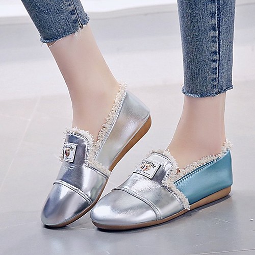 

Women's Loafers & Slip-Ons Flat Heel Round Toe PU Spring & Summer Green / Blue / Pink