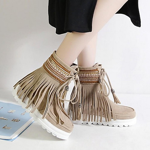 

Women's Boots Flat Heel Round Toe Suede Booties / Ankle Boots Fall & Winter Black / Yellow / Pink