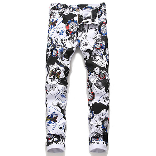 

Men's Street chic / Punk & Gothic Chinos Pants - Print White US32 / UK32 / EU40 US34 / UK34 / EU42 US36 / UK36 / EU44