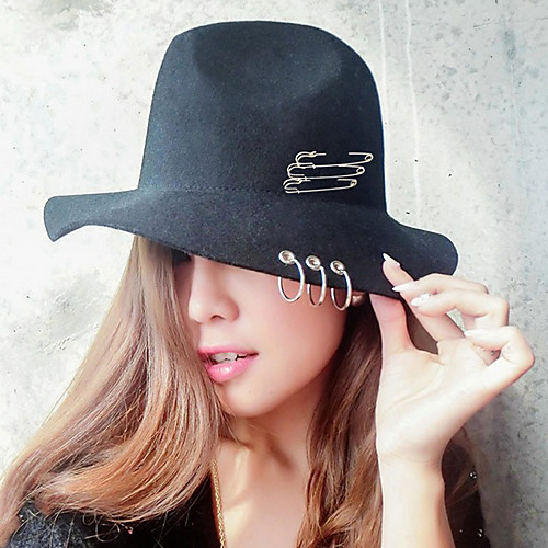 

Unisex Basic Cotton Polyester Fedora Hat-Solid Colored All Seasons Black