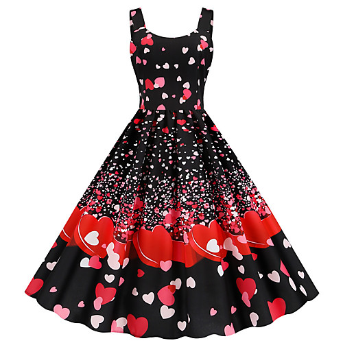 

Women's Daily Wear Basic A Line Dress - Color Block Red S M L XL