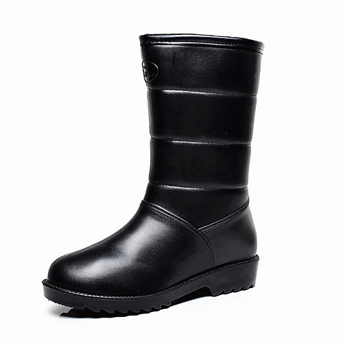 

Women's Boots Low Heel Round Toe PVC Mid-Calf Boots Fall Black / Red