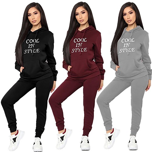 

Women's 2pcs Fleece Tracksuit Sweatsuit Embroidered 2-Piece Winter Running Fitness Jogging Sportswear Windproof Breathable Soft Athletic Clothing Set Long Sleeve Activewear Micro-elastic Regular Fit
