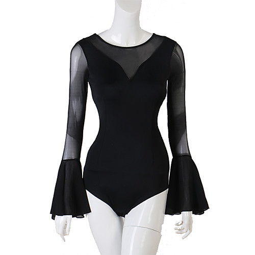 

Latin Dance Leotards Women's Performance Spandex Ruching Long Sleeve Leotard / Onesie