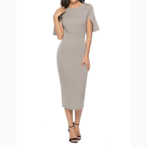 

Women's Bodycon Dress - Solid Colored Black Blue Green S M L XL