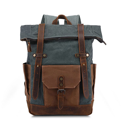 

Waterproof Canvas Zipper Commuter Backpack Solid Color Outdoor Bronze / Army Green / Gray