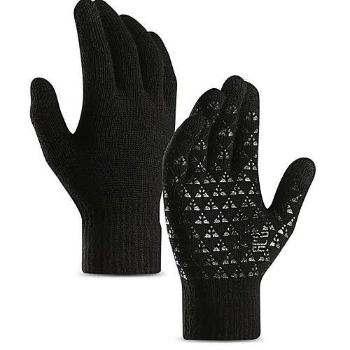 фото Зима перчатки для велосипедистов перчатки для сенсорного экрана с защитой от ветра сохраняет тепло пригодно для носки стреч полный палец спортивные перчатки флис черный пурпурный черный / белый для lightinthebox