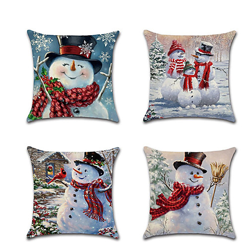 

4 шт льняная наволочка, праздник снежинка мультфильм рождественские декоративная подушка