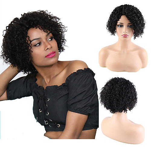 

Remy Human Hair Unprocessed Virgin Hair L Part Wig Bob Pixie Cut Side Part style Brazilian Hair Peruvian Hair Afro Curly Natural Wig 150% Density Classic Best Quality New Arrival Hot Sale 100% Virgin
