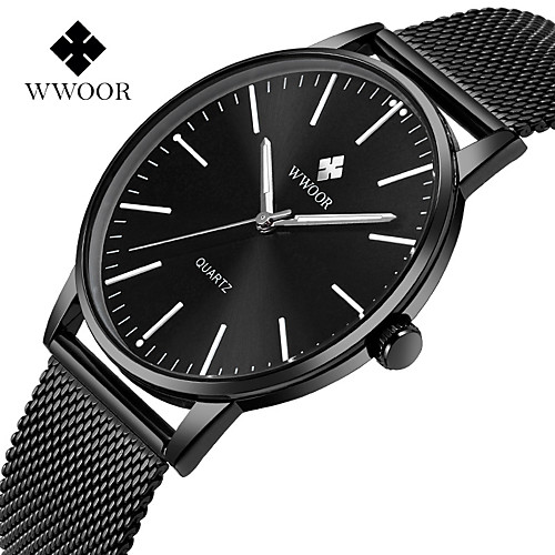 

WWOOR Steel Band Watches Quartz Modern Style Stylish 30 m Calendar / date / day Casual Watch Large Dial Analog Classic Fashion - Black GoldenBlack Gold