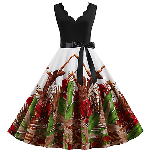 

Women's Daily Wear Basic A Line Dress - Color Block Brown S M L XL