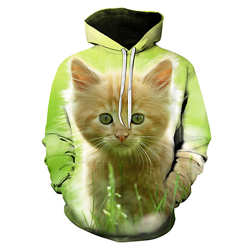 

Men's Casual / Basic Hoodie - 3D Light Green US32 / UK32 / EU40