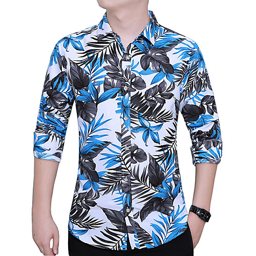 

Men's Daily Basic Shirt - Floral Print Blue