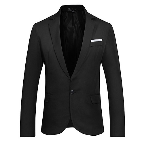 

Men's Blazer, Solid Colored Notch Lapel Polyester Black / Wine / Dark Gray